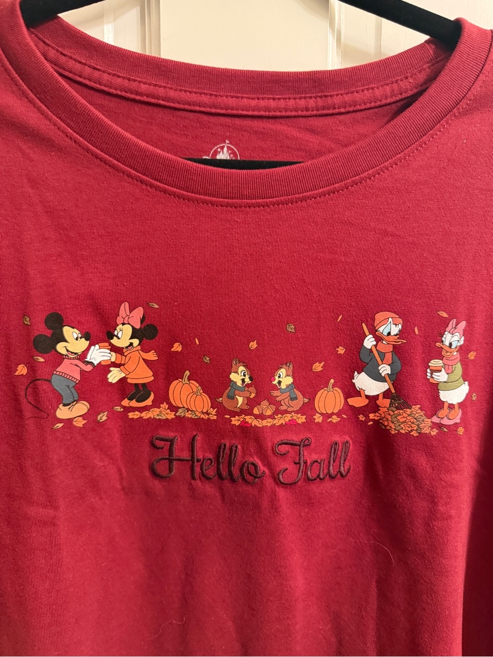 Disney Women’s “Hello Fall" Red Fall Characters Costume Tee